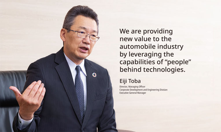 Technical Top Interview Photograph of DIRECTOR, MANAGING OFFICER Corporate Development Engineering Division Executive General Manager  Eiji Toba