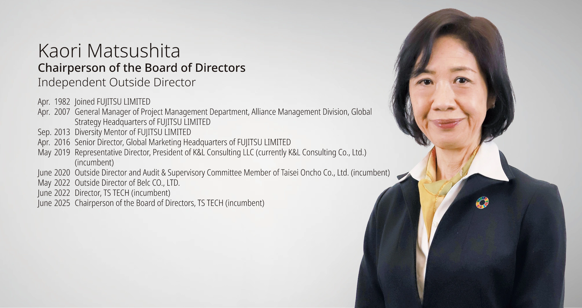 Message from Outside Director Kaori Matsushita